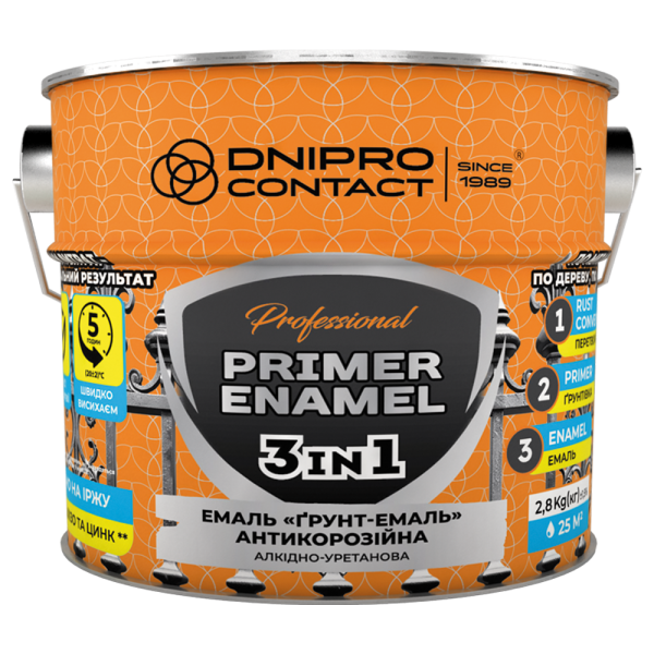 Грунт-Емаль Антикорозійна 3 в 1 Dnipro Contact хакі 50 кг