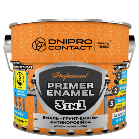 Грунт-Емаль Антикорозійна 3 в 1 Dnipro Contact синя 2.8 кг
