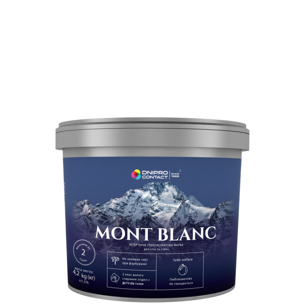 Інтер'єрна латексна глибокоматова фарба Dnipro Contact  MONT BLANC  4.2 кг